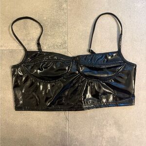 Black Patent Leather Crop Top